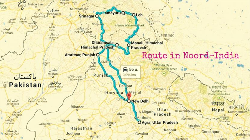 Route Noord India
